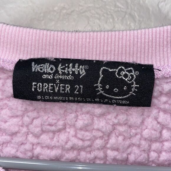 Hello Kitty x Forever 21 Pink Fleece Fuzzy Sweatshirt Large - Picture 8 of 9